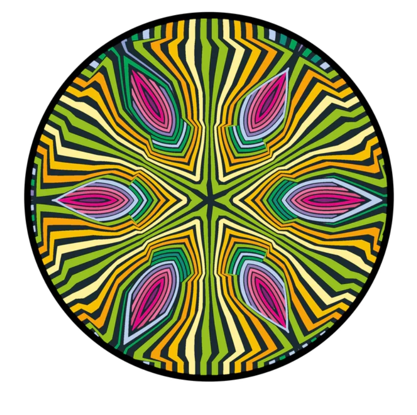 Curiosi Hippie - Dubbelzijdige Ronde Puzzel In Hout - 88 Stukjes 4 Curiosi Hippie - Dubbelzijdige Ronde Puzzel In Hout - 88 Stukjes - Afbeelding 2