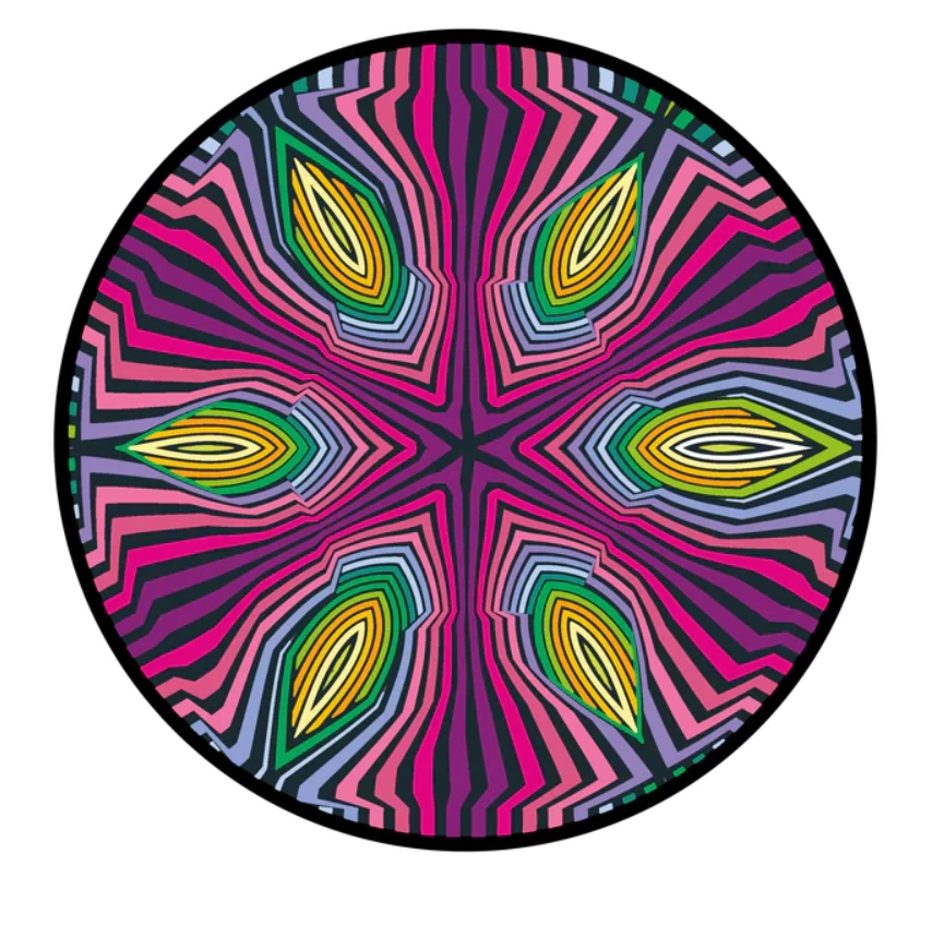 Curiosi Hippie - Dubbelzijdige Ronde Puzzel In Hout - 88 Stukjes 6 Curiosi Hippie - Dubbelzijdige Ronde Puzzel In Hout - 88 Stukjes - Afbeelding 4