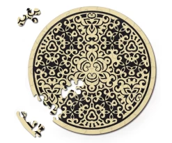 Curiosi Zand - Dubbelzijdige Ronde Puzzel In Hout - 88 Stukjes