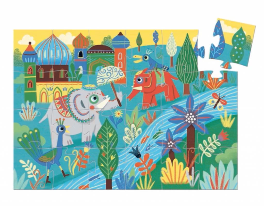 Djeco De Aziatische Olifant - 24 Stukjes 4 Djeco De Aziatische Olifant - 24 Stukjes - Afbeelding 2