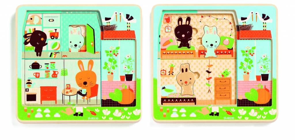 Djeco Laagjespuzzel Het Huis Vol Leven - 12 Stukjes 4 Djeco Laagjespuzzel Het Huis Vol Leven - 12 Stukjes - Afbeelding 2