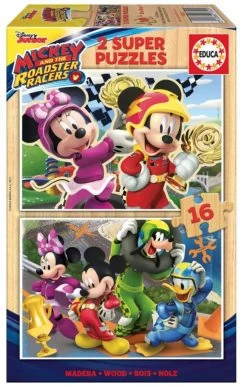 Educa HOUT: Mickey Mouse - 2 Puzzels X 16 Stukjes