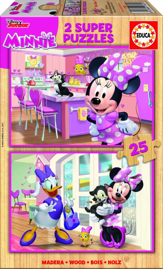 Educa HOUT: Minnie And The Happy Helpers - 2 Puzzels X 25 Stukjes 3 Educa HOUT: Minnie And The Happy Helpers - 2 Puzzels X 25 Stukjes