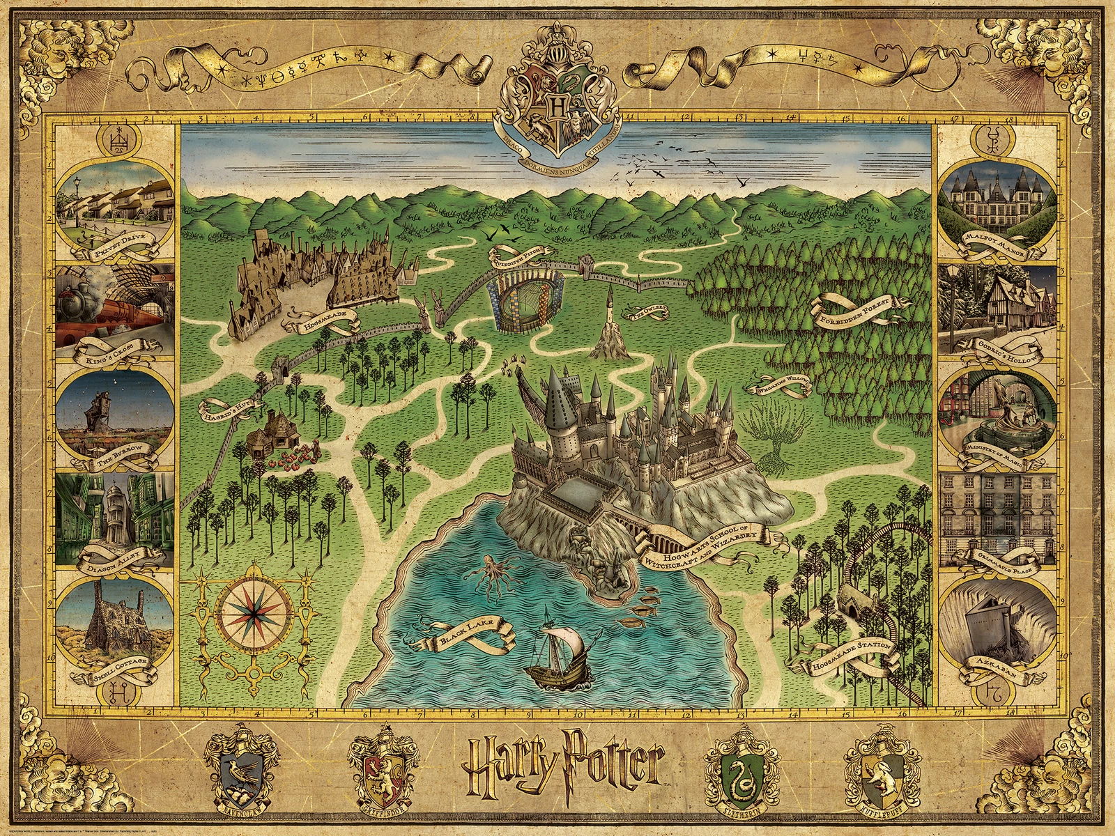 Ravensburger Harry Potter - Hogwarts Map - Puzzel Van 1500 Stukjes 4 Ravensburger Harry Potter - Hogwarts Map - Puzzel Van 1500 Stukjes - Afbeelding 2