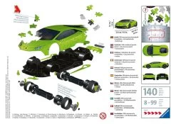 Ravensburger Lamborghini Huracán Evo Verde - 108 Stukjes -online speelgoedwinkel! ravensburger lamborghini huracan evo verde 108 stu 3