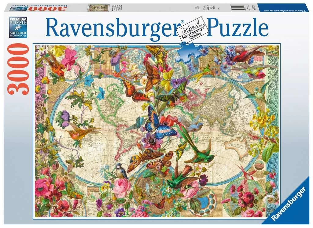 Ravensburger Wereldkaart Van Vlinders - Puzzel Van 3000 Stukjes 3 Ravensburger Wereldkaart Van Vlinders - Puzzel Van 3000 Stukjes
