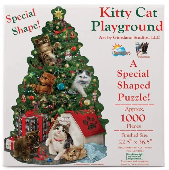 SUNSOUT Kitty Cat Playground - Christmas Tree - Legpuzzel Van 1000 Stukjes 5 SUNSOUT Kitty Cat Playground - Christmas Tree - Legpuzzel Van 1000 Stukjes - Afbeelding 3
